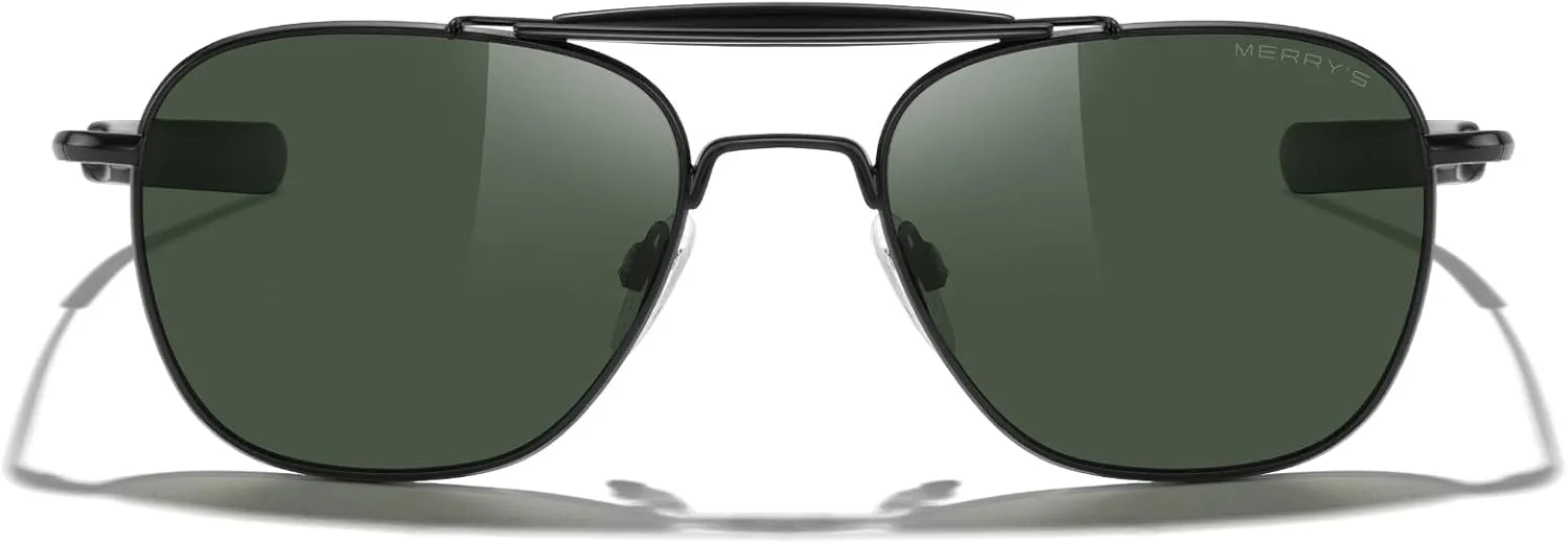 MERRY'S Classic Square Aviator II Military Polarized Sunglasses for Men or Women S8637