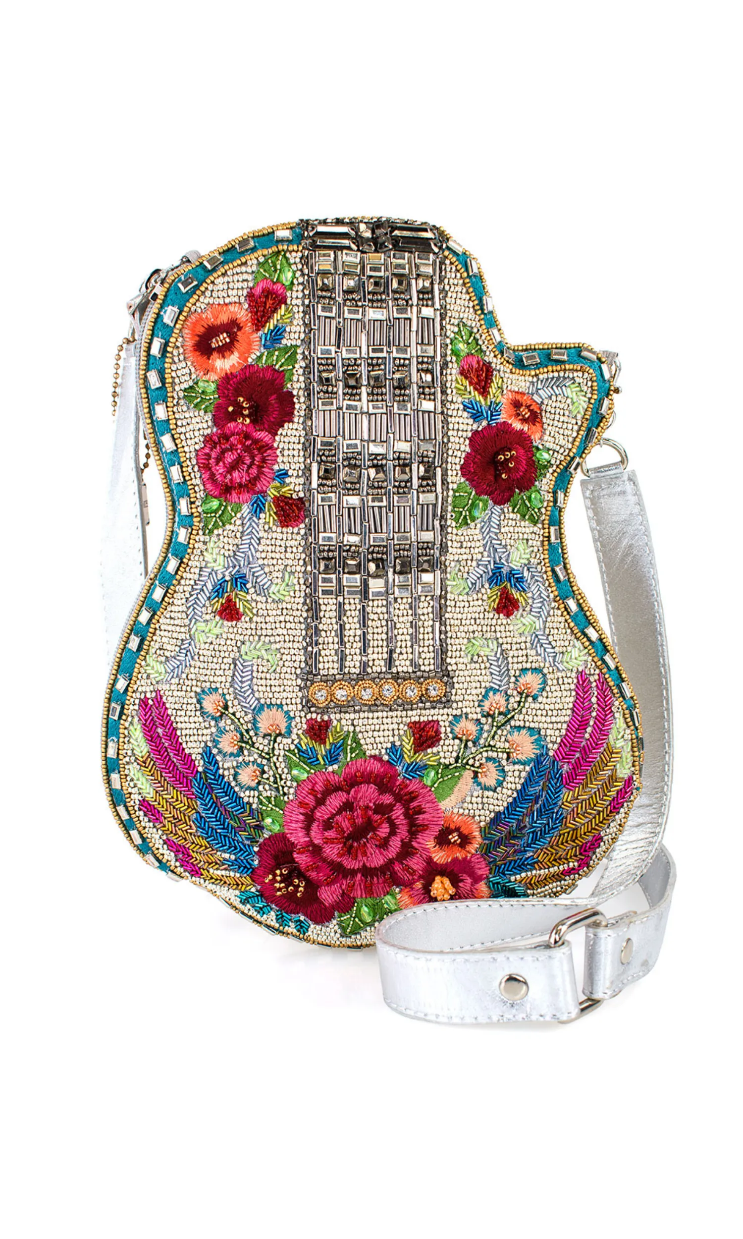Metallic Flower, Guitar Crossbody Handbag