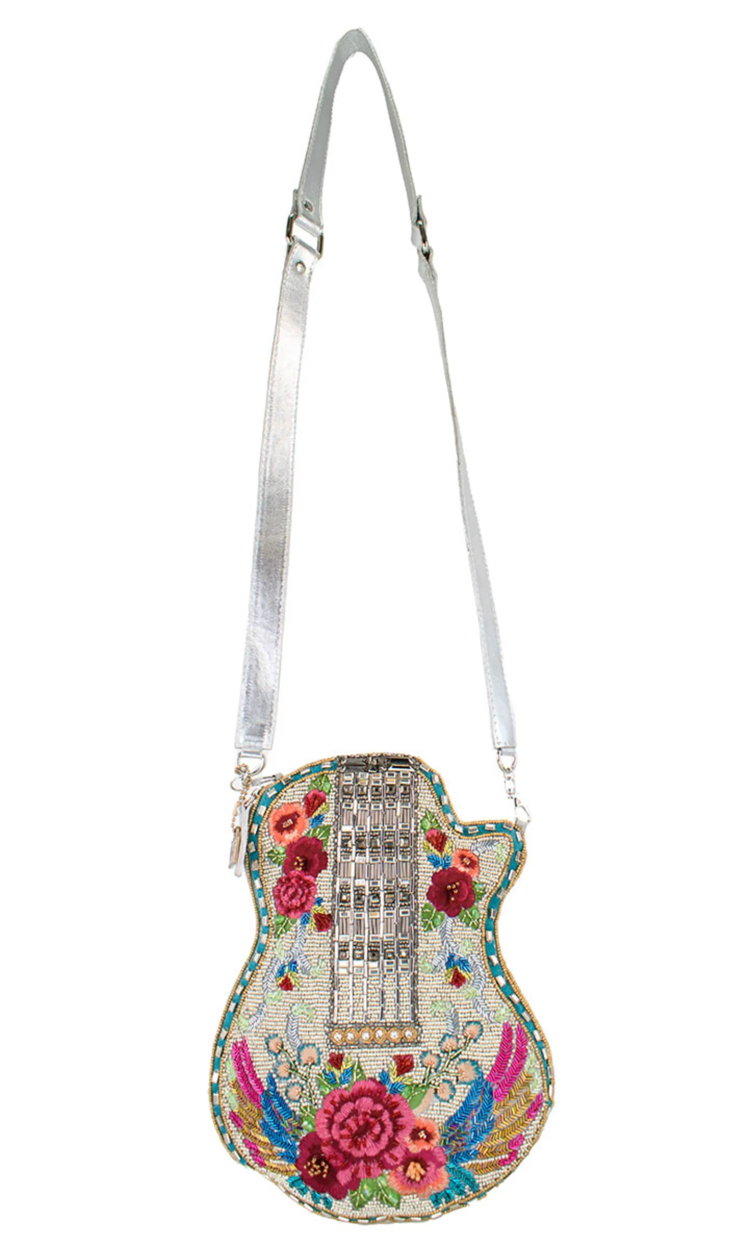 Metallic Flower, Guitar Crossbody Handbag