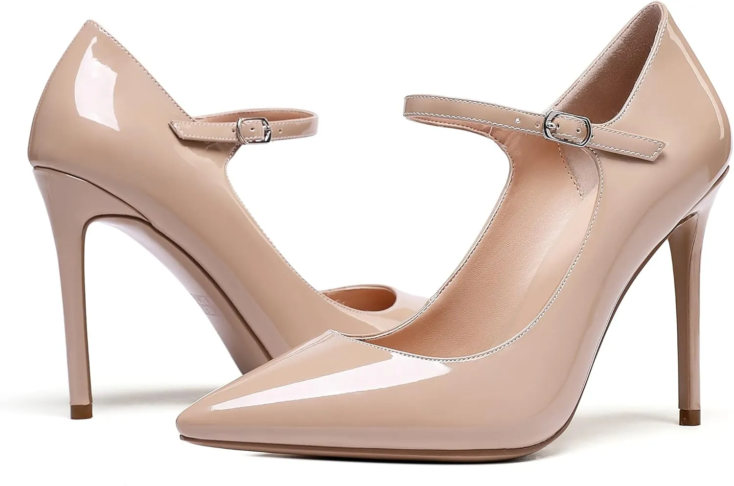 Mettesally Women's Mary Jane Pumps High Heels Pointed Closed Toe Weding Party Dress Shoes