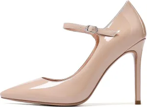 Mettesally Women's Mary Jane Pumps High Heels Pointed Closed Toe Weding Party Dress Shoes