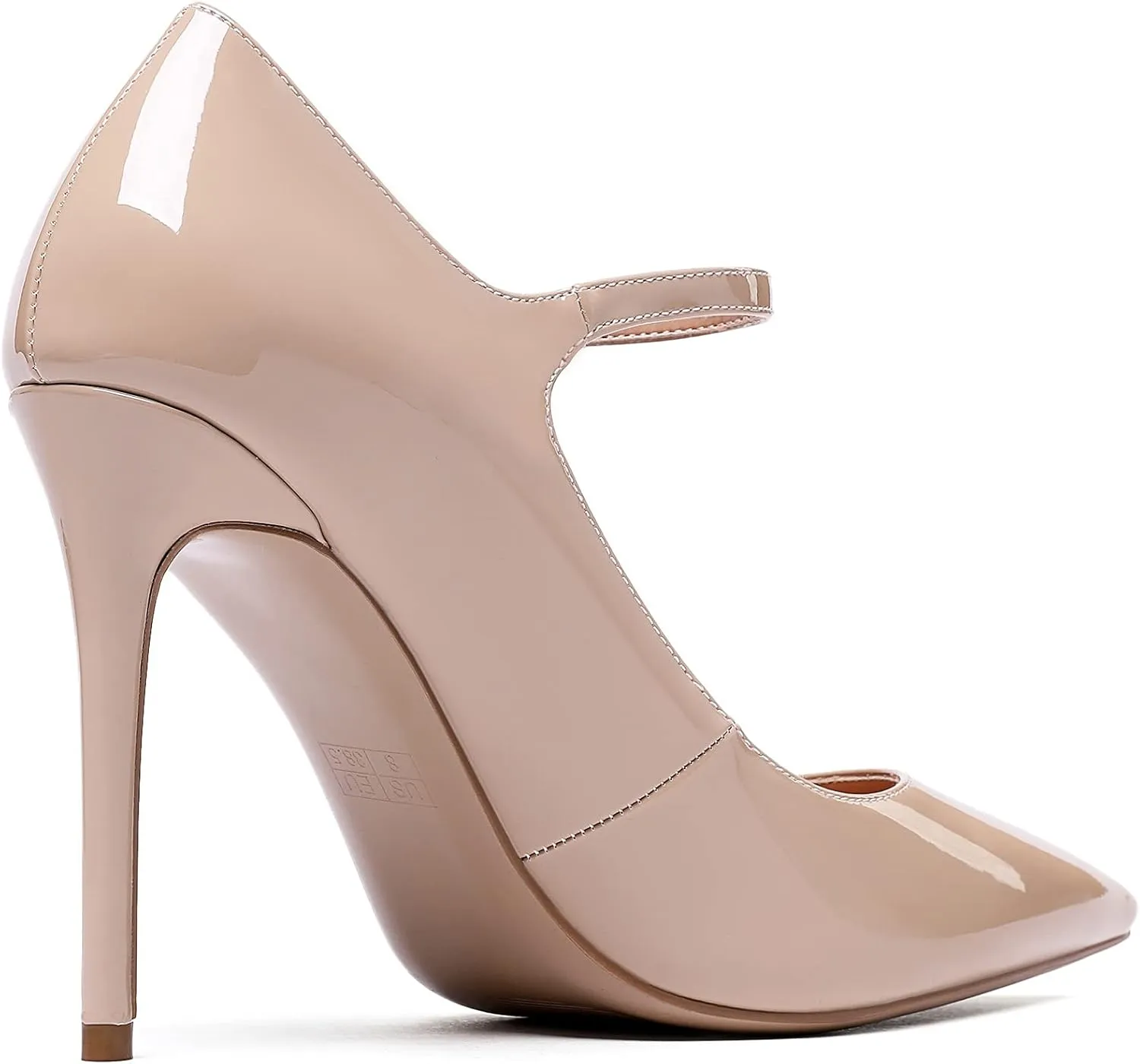 Mettesally Women's Mary Jane Pumps High Heels Pointed Closed Toe Weding Party Dress Shoes