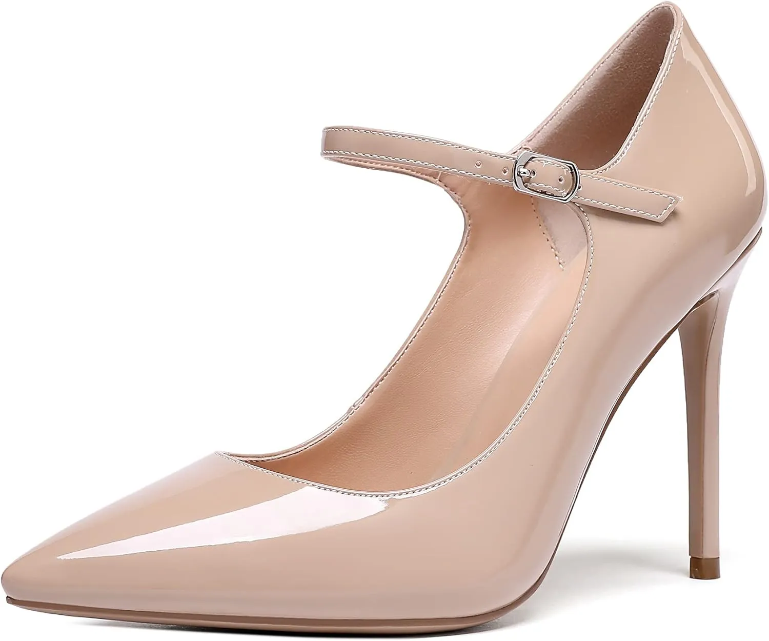 Mettesally Women's Mary Jane Pumps High Heels Pointed Closed Toe Weding Party Dress Shoes
