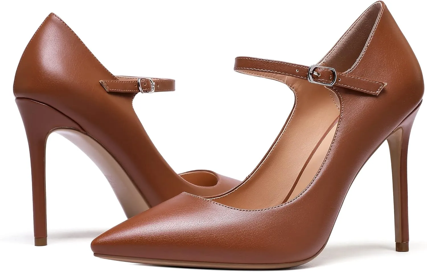 Mettesally Women's Mary Jane Pumps High Heels Pointed Closed Toe Weding Party Dress Shoes