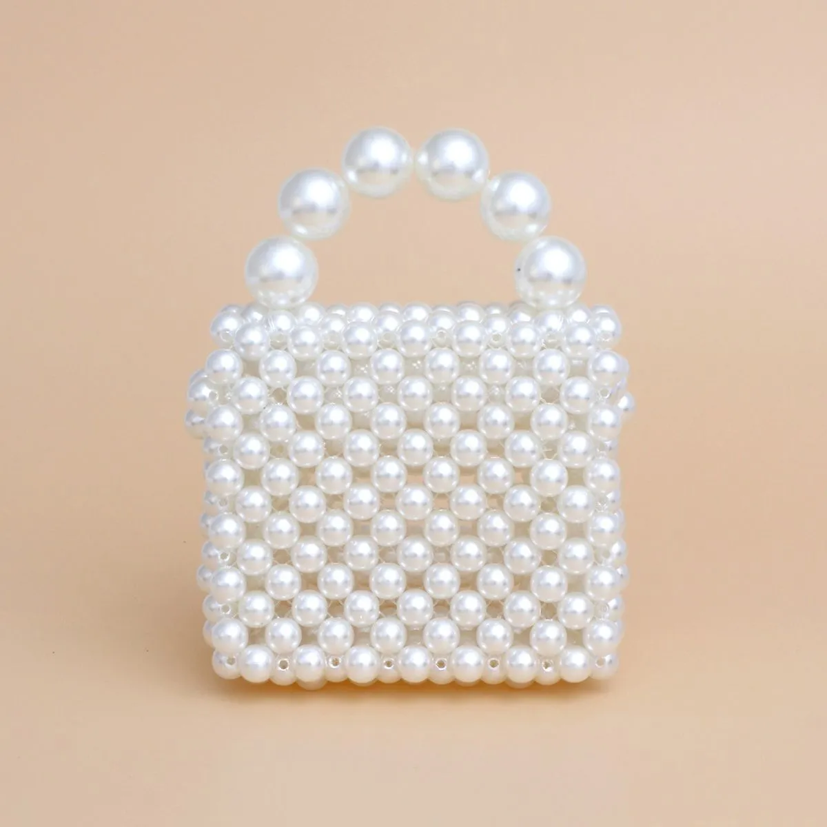 Micro Top Handle Cream Pearl Woven Handmade Bag