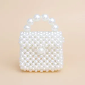 Micro Top Handle Cream Pearl Woven Handmade Bag