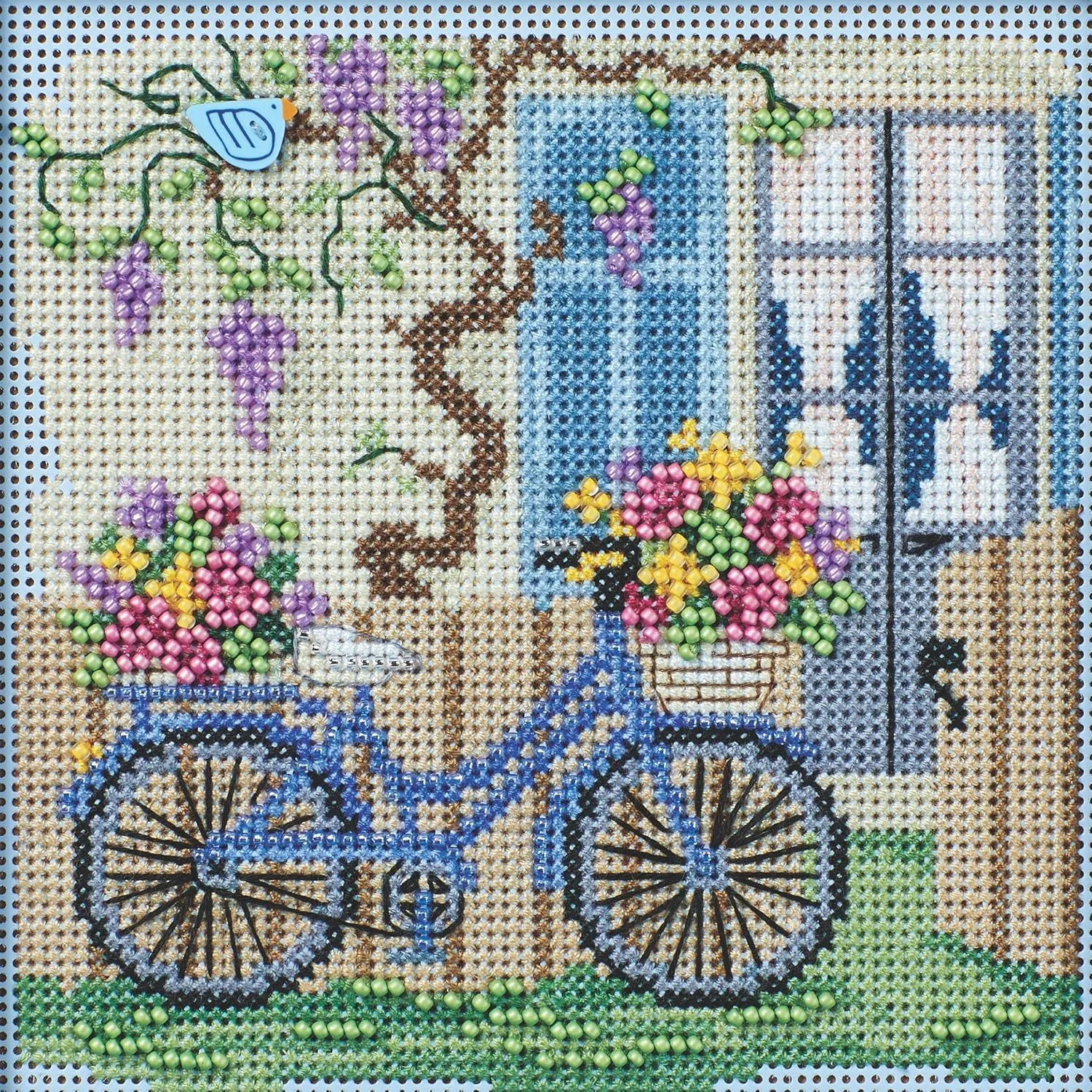 Mill Hill Blue Bicycle Beaded Counted Cross Stitch Kit Buttons & Beads 2024 Spring Series MH142414