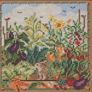 Mill Hill Bunny Garden Beaded Counted Cross Stitch Kit Buttons & Beads 2025 Spring Series MH142513, 5.25 x 5.25 inches, Multi