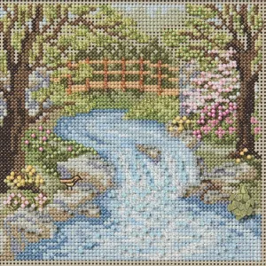 Mill Hill Waterfall Beaded Counted Cross Stitch Kit Buttons & Beads 2025 Spring Series MH142515, 5.25 x 5.25 inches, Multi