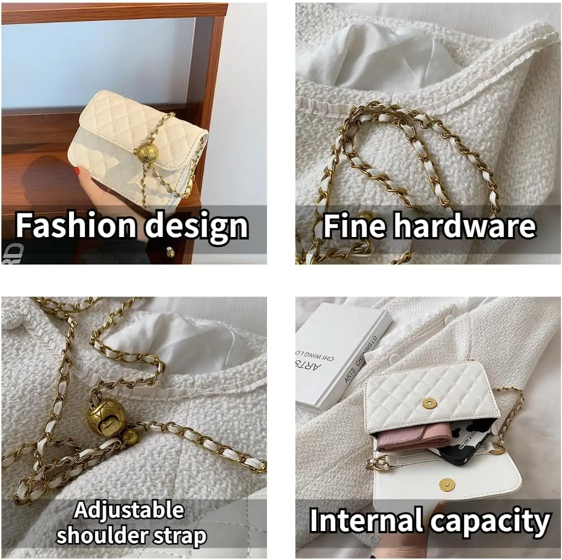 Mini Belt Bag Waist Bag for Women Fashionable Small Waist Bag Belt Bags for Women Trendy Y2k Accessories (White,Large)