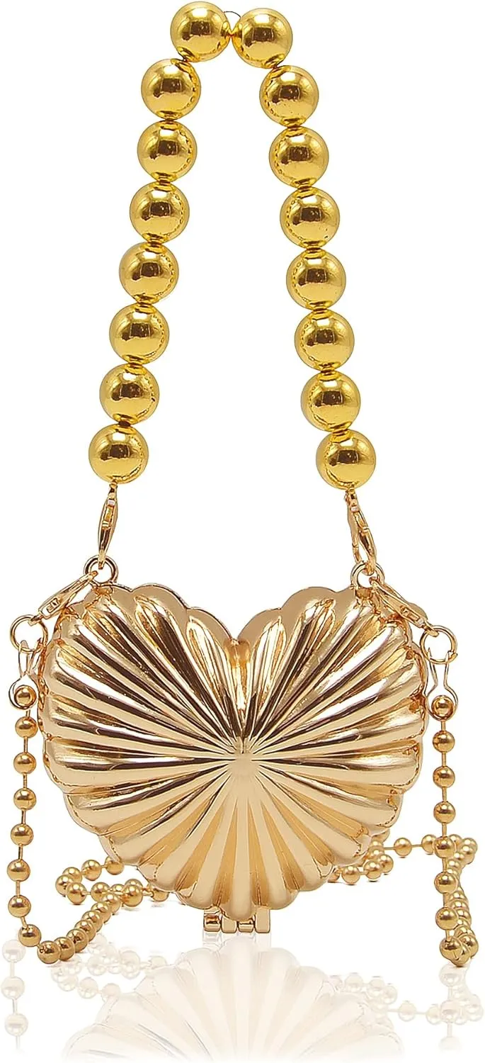 Miuco Heart Shaped Mini Evening Bags for Women Satchel Handbags Shoulder Bag Crossbody
