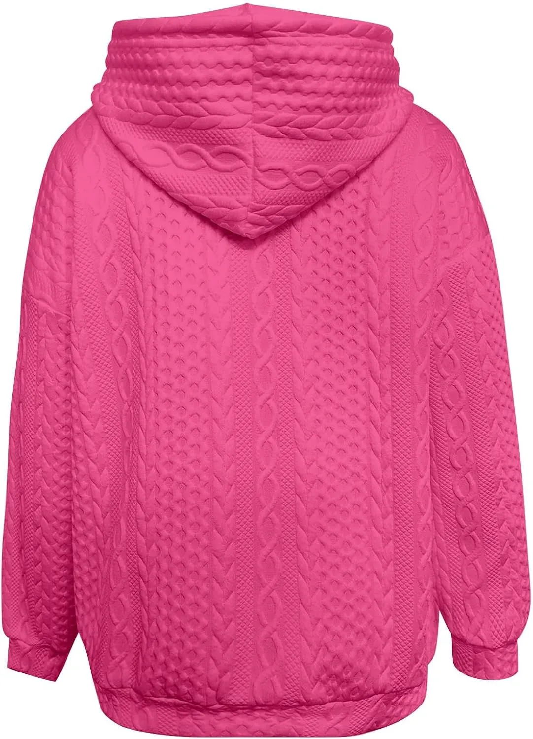 Miyaomn Casual Waffle Twist Ribbed Hoodies for Women Solid Drawstring 1/4 Zip Long Sleeve Pullover Tops Loose Fit Sweatshirts