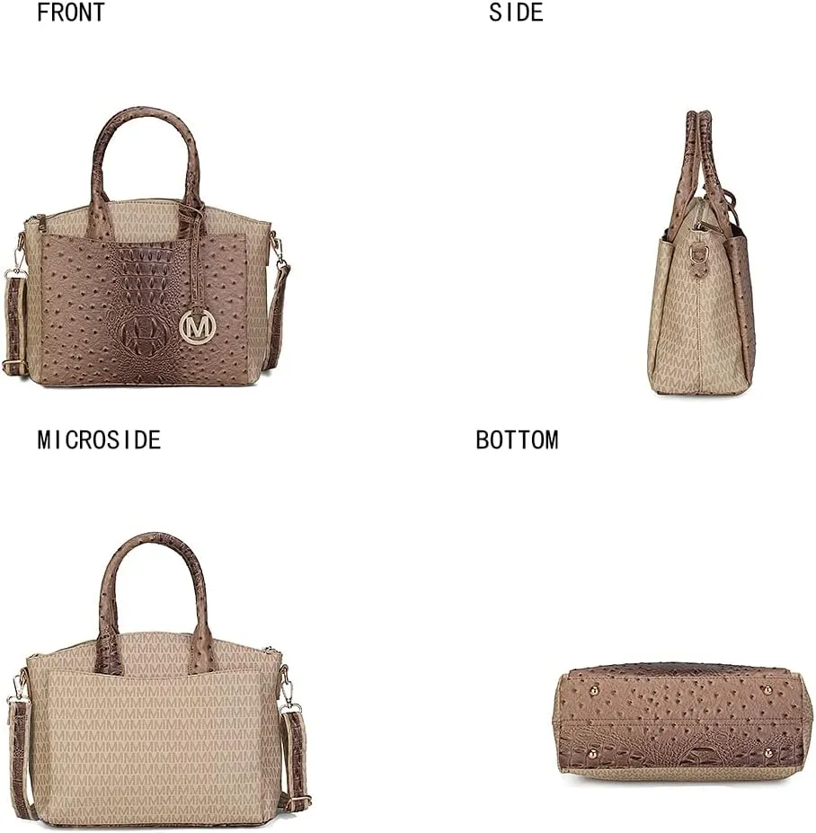 MKF Collection Tote Bag for Women, Vegan Leather Pocketbook Top-Handle Crossover Purse Handbag