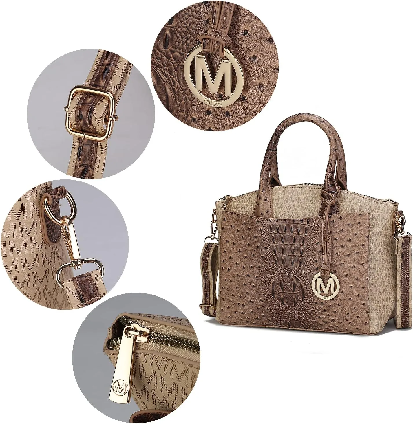 MKF Collection Tote Bag for Women, Vegan Leather Pocketbook Top-Handle Crossover Purse Handbag