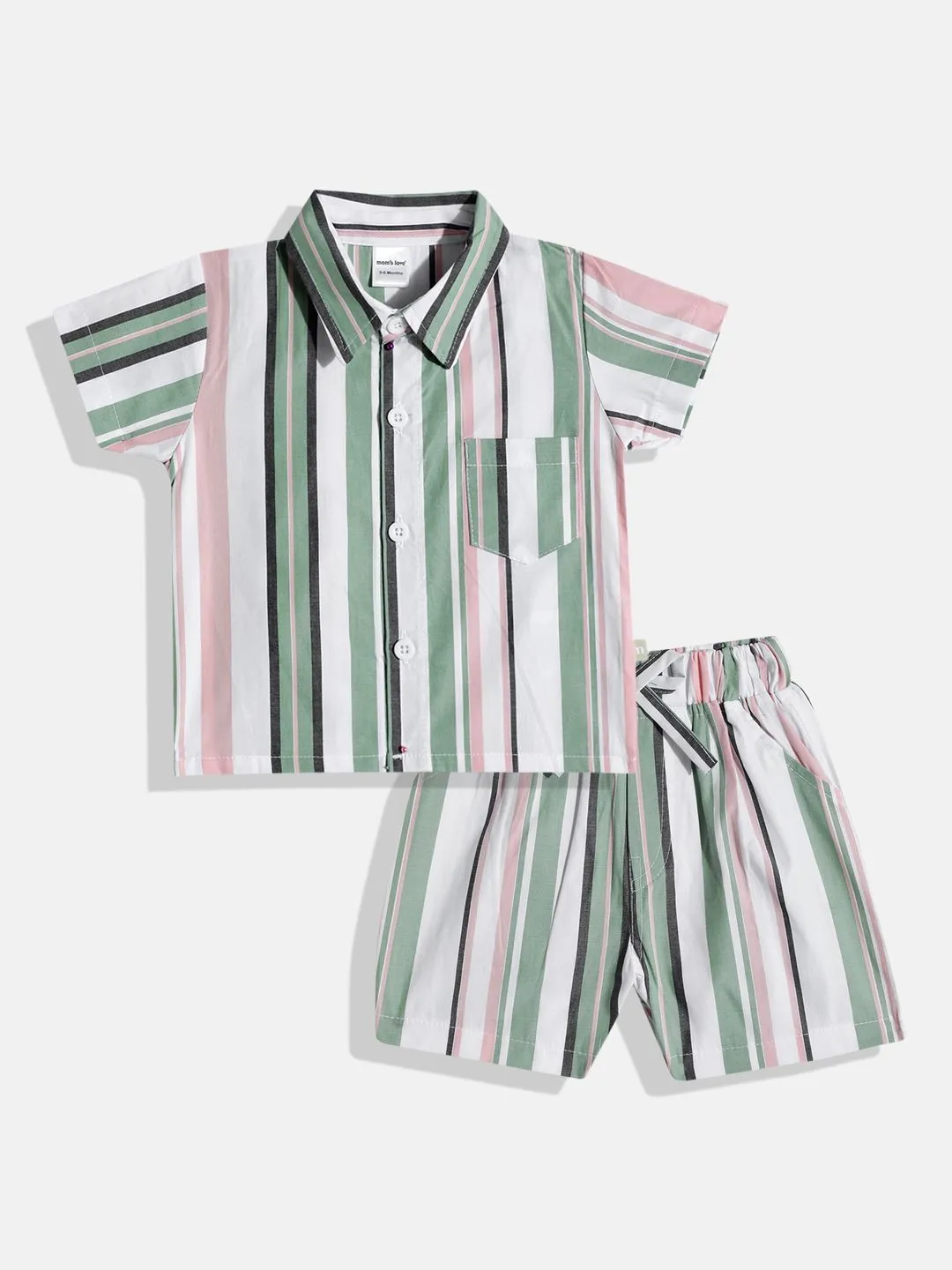 Moms Love Infant Boys Striped Pure Cotton Clothing Set