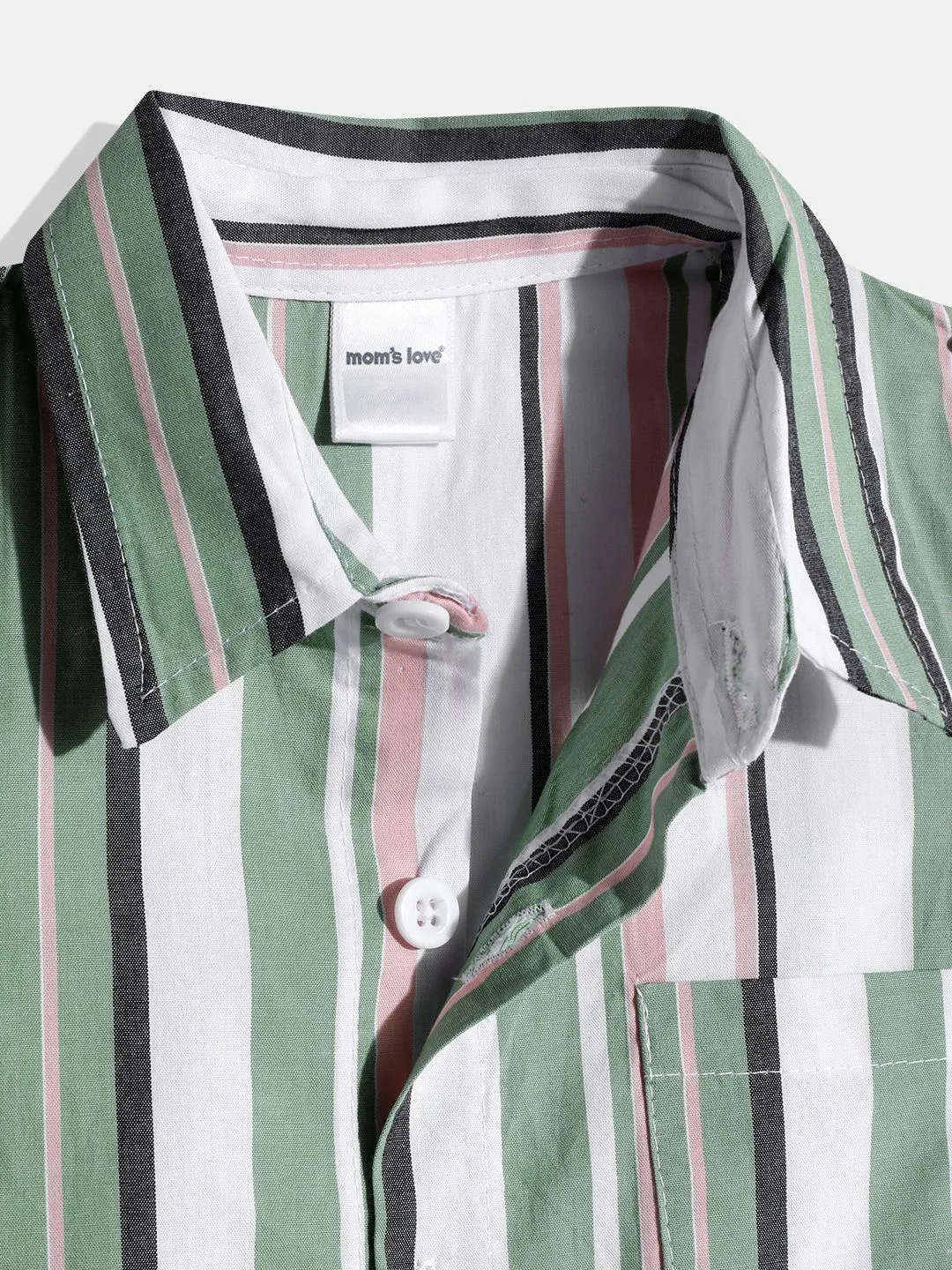 Moms Love Infant Boys Striped Pure Cotton Clothing Set
