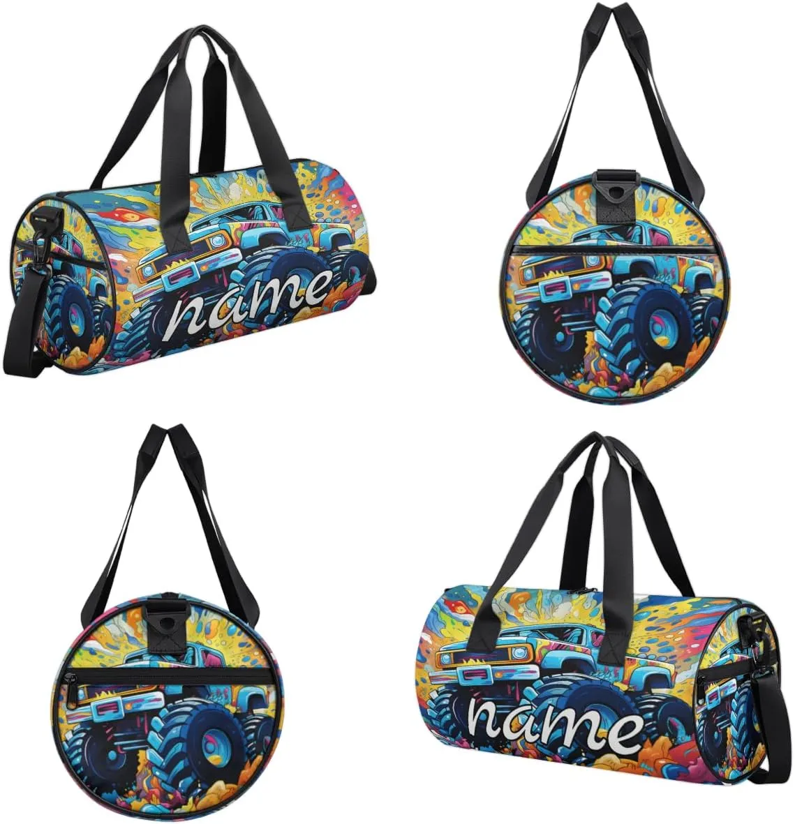 Monsters Truck Car Pattern Personalized Dance Bags, Monsters Truck Car Pattern Custom Sport Duffel Bag Travel Duffle Bag Overnight Weekender Bag