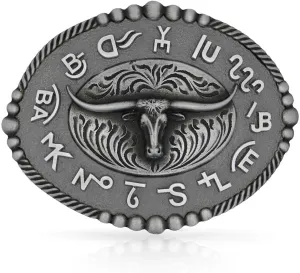 Montana Silversmiths Branded Legacy Longhorn Oval Western Belt Buckle