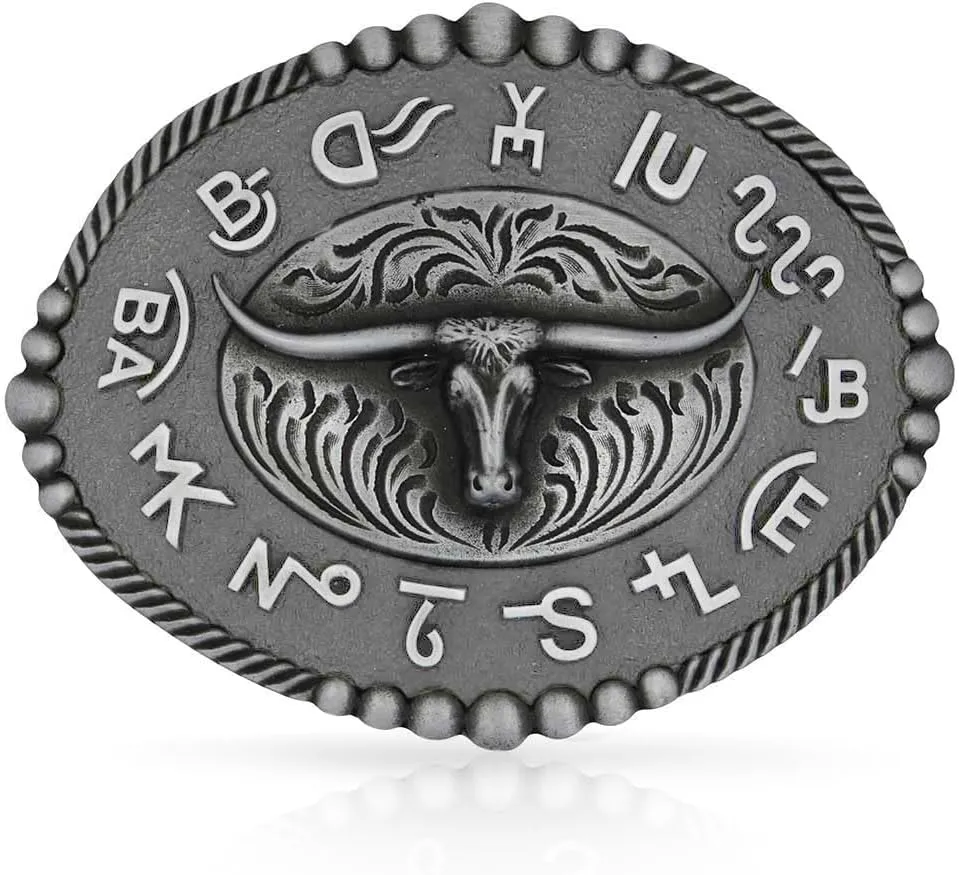 Montana Silversmiths Branded Legacy Longhorn Oval Western Belt Buckle