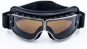 Motorcycle Goggles Vintage Pilot Leather Riding Glasses Scooter ATV Off-Road Anti-Scratch Dust Proof Eyewear for Men Women Adult