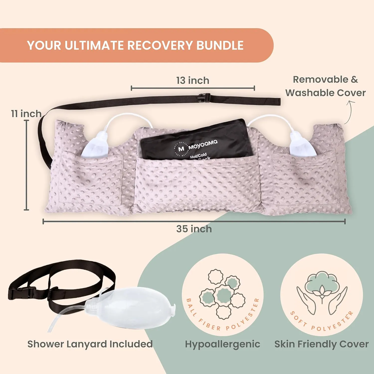 MOYOAMA Post Mastectomy Pillow - Mastectomy Pillows Post Op, Breast Pillow for Breast Surgery Recovery Supplies and Lumpectomy Recovery Supplies, After Mastectomy Must Haves, Breast Reduction Pillow