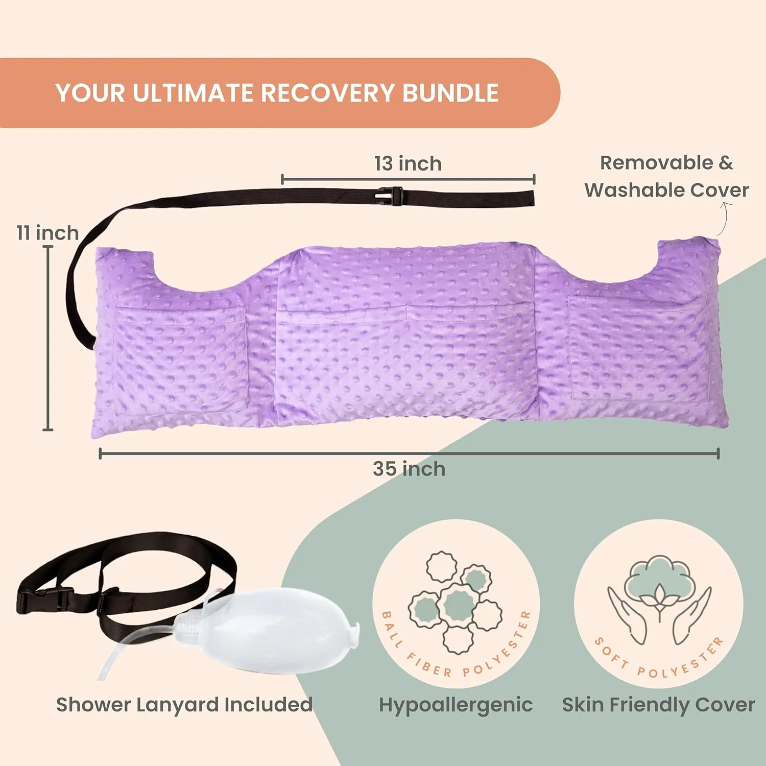 MOYOAMA Post Mastectomy Pillow - Post Surgery Pillow for Car, Breast Reduction & Augmentation Patients, Breast Pillow After Heart Surgery Pillow, Mastectomy Recovery Must Haves, Post Surgery Gift