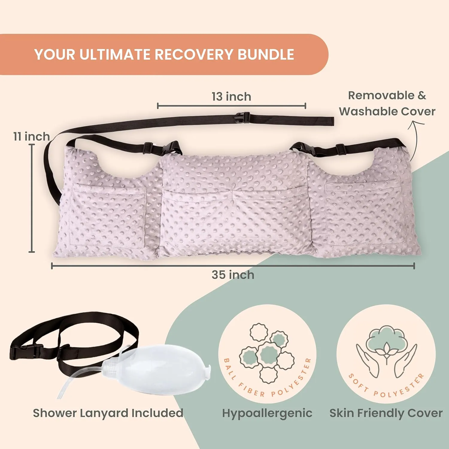 MOYOAMA Post Mastectomy Pillow - Post Surgery Pillow for Car, Breast Reduction & Augmentation Patients, Breast Pillow After Heart Surgery Pillow, Mastectomy Recovery Must Haves, Post Surgery Gift