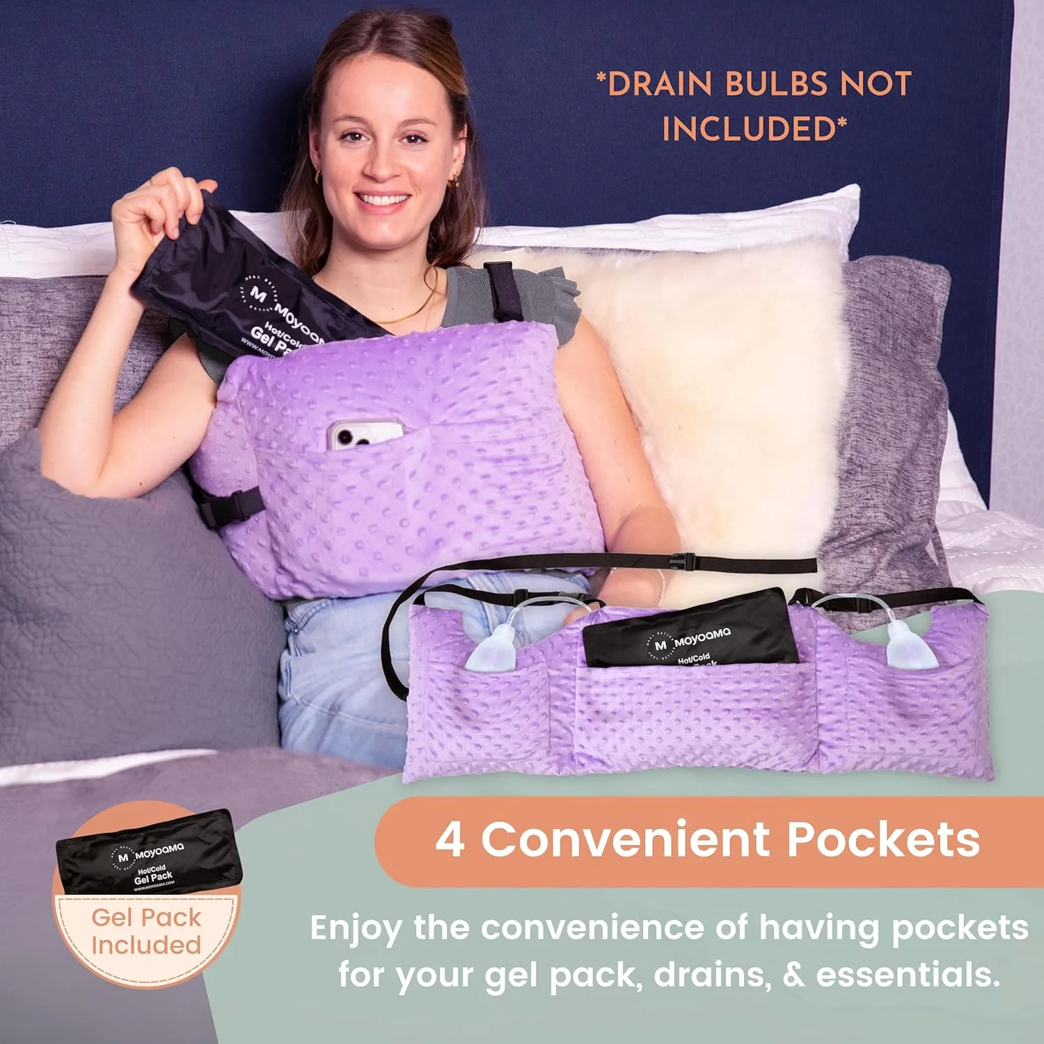 MOYOAMA Post Mastectomy Pillow - Post Surgery Pillow for Car, Breast Reduction & Augmentation Patients, Breast Pillow After Heart Surgery Pillow, Mastectomy Recovery Must Haves, Post Surgery Gift