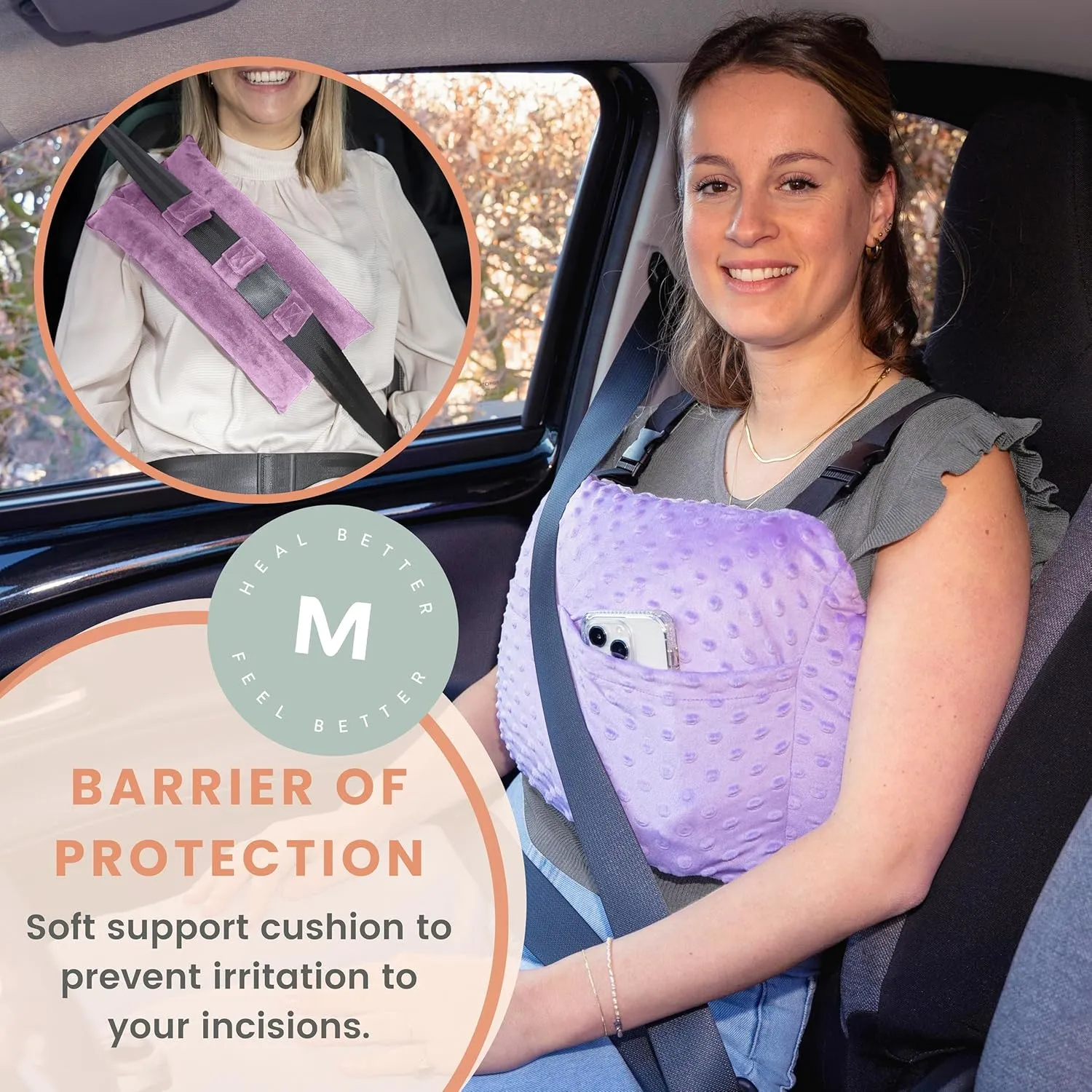 MOYOAMA Post Mastectomy Pillow - Post Surgery Pillow for Car, Breast Reduction & Augmentation Patients, Breast Pillow After Heart Surgery Pillow, Mastectomy Recovery Must Haves, Post Surgery Gift
