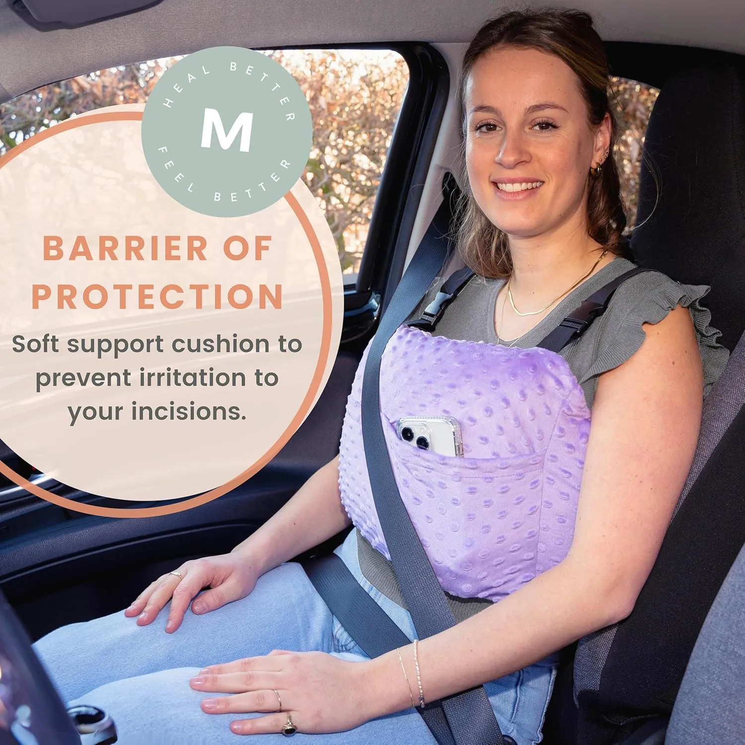 MOYOAMA Post Mastectomy Pillow - Post Surgery Pillow for Car, Breast Reduction & Augmentation Patients, Breast Pillow After Heart Surgery Pillow, Mastectomy Recovery Must Haves, Post Surgery Gift