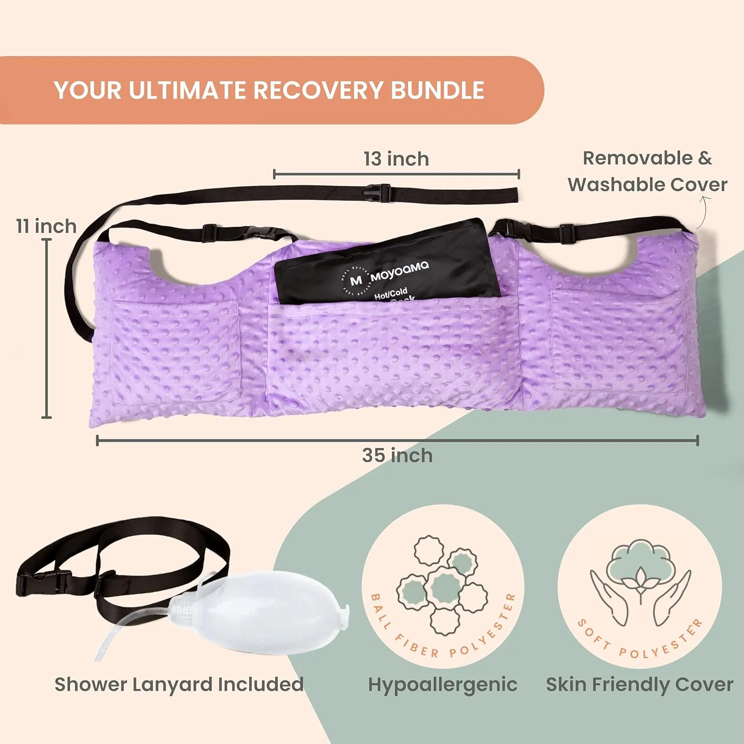 MOYOAMA Post Mastectomy Pillow - Post Surgery Pillow for Car, Breast Reduction & Augmentation Patients, Breast Pillow After Heart Surgery Pillow, Mastectomy Recovery Must Haves, Post Surgery Gift