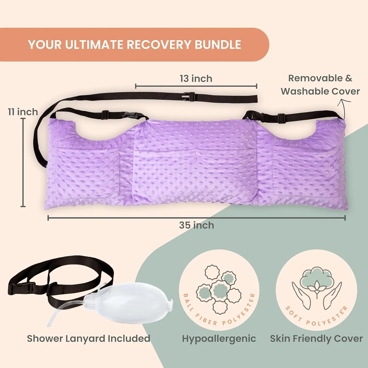 MOYOAMA Post Mastectomy Pillow - Post Surgery Pillow for Car, Breast Reduction & Augmentation Patients, Breast Pillow After Heart Surgery Pillow, Mastectomy Recovery Must Haves, Post Surgery Gift