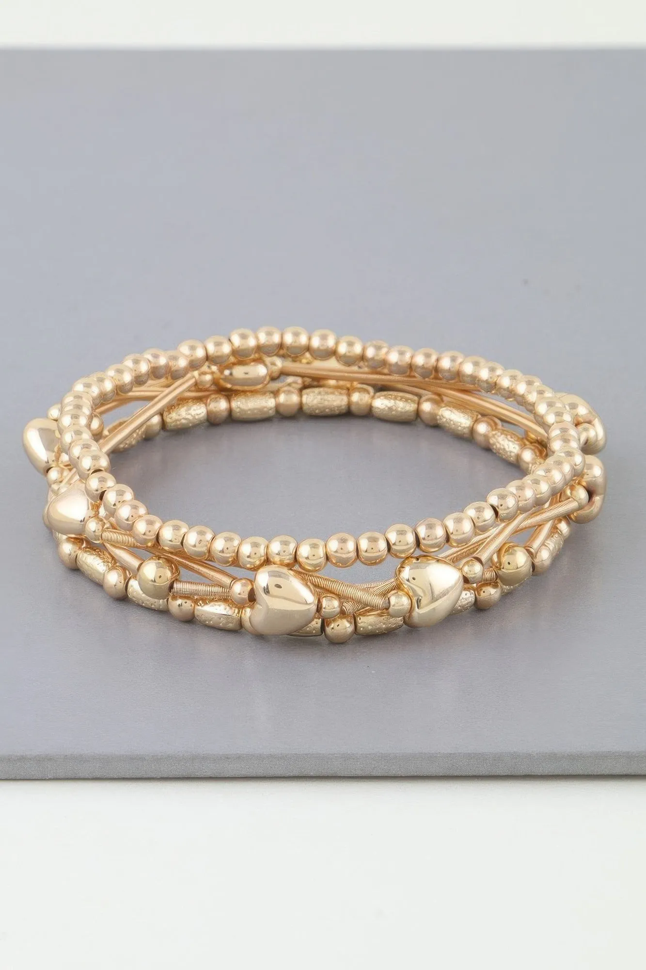 Multi Heart Coil Beaded Bracelet