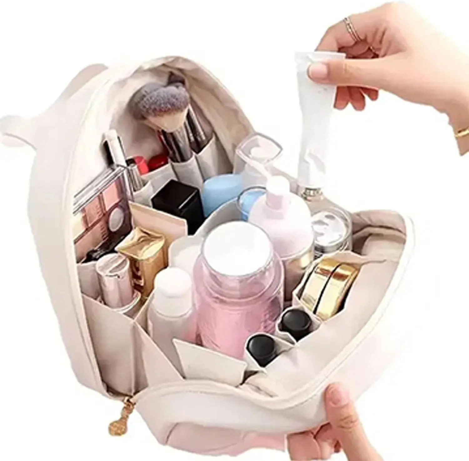 Multi-Layer Shell-Shaped Cosmetic Bag, Practical Cosmetic Bags, Toiletry Makeup Bag With Compartments For Women, Portable Large Capacity Pu Shell Waterproof Handbag Style Cosmetic Bags (Black)