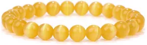 Multicolor Cat Eye Stone Bracelets For Women Heart Shape Pendant 8MM Beads Charm Bracelets Elastic Rope Bangle Jewelry Gifts
