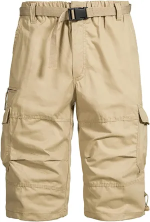 Muscularfit Cargo Shorts for Men Relaxed Fit Big and Tall Multi Pockets Solid Tooling Shorts Summer Fashion Athletic Shorts