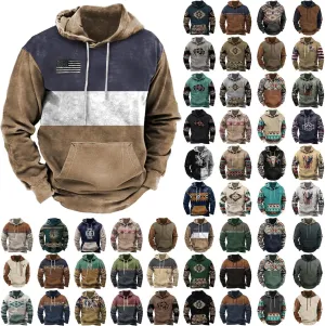 Muscularfit Mens Hoodie Casual Aztec Ethnic Drawstring Hooded Sweatshirts Long Sleeve Graphic Shirt Lightweight Pullover 2024