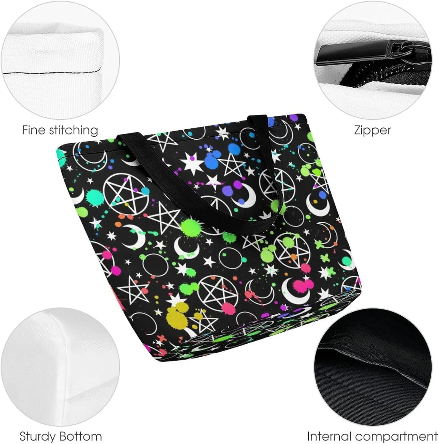Mystical Esoteric Pattern Moon Magic Tote Bags Handbags for Women Fashion Shoulder Bags Shoulder Handbag.
