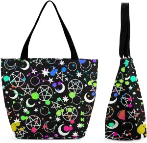 Mystical Esoteric Pattern Moon Magic Tote Bags Handbags for Women Fashion Shoulder Bags Shoulder Handbag.