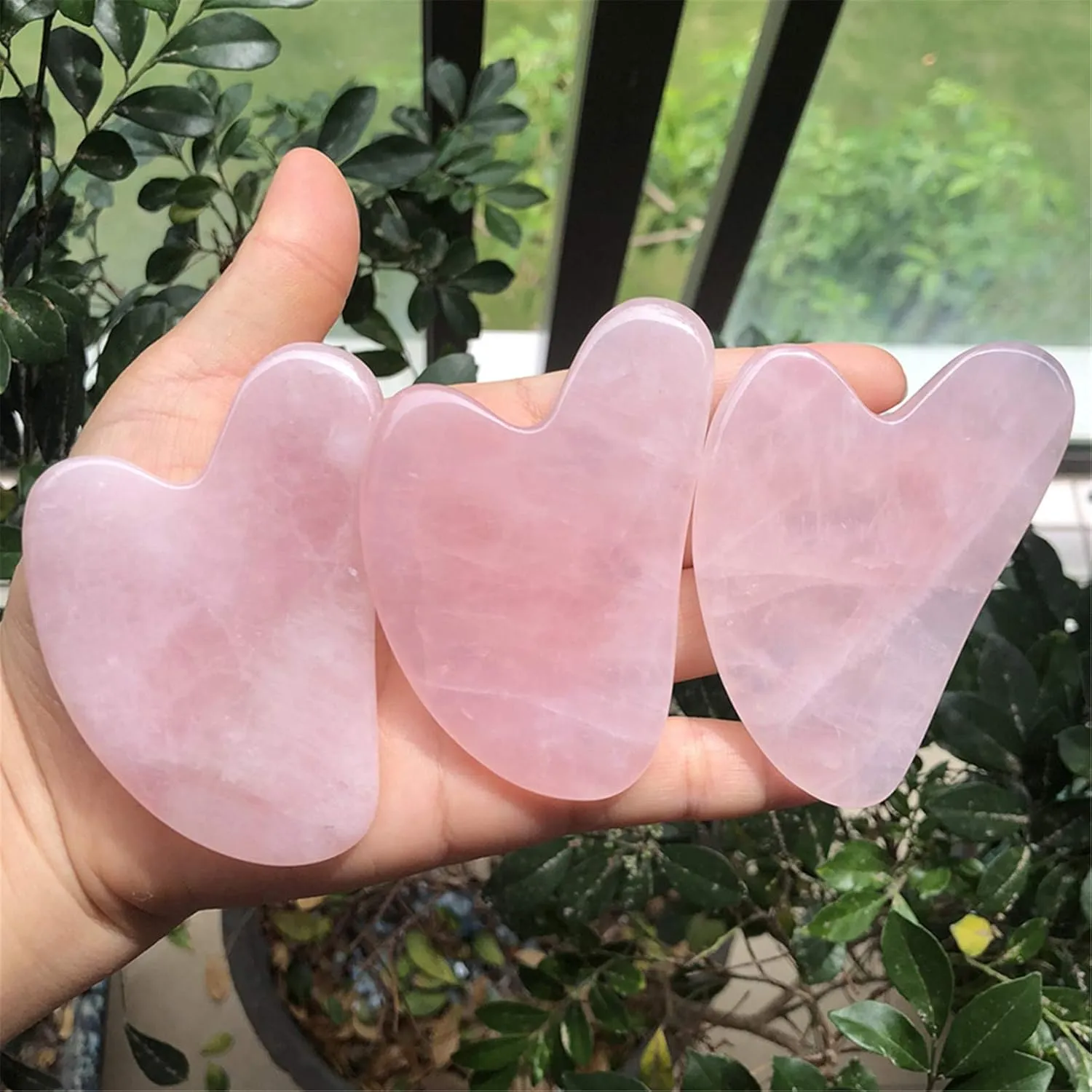 Natural Rose Quartz Gua Sha Massage Tool for Body Skin Facial, Crystal Scraping Board for SPA Acupuncture Therapy Trigger Point Treatment
