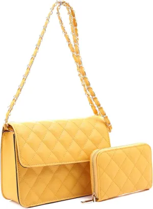 New Vegan Leather Boxy Minimalistic Flap Satchel Shoulder Bag Crossbody Purse Handbag SET