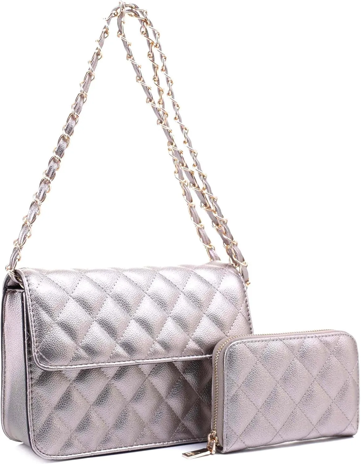 New Vegan Leather Boxy Minimalistic Flap Satchel Shoulder Bag Crossbody Purse Handbag SET