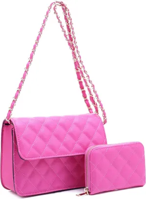 New Vegan Leather Boxy Minimalistic Flap Satchel Shoulder Bag Crossbody Purse Handbag SET