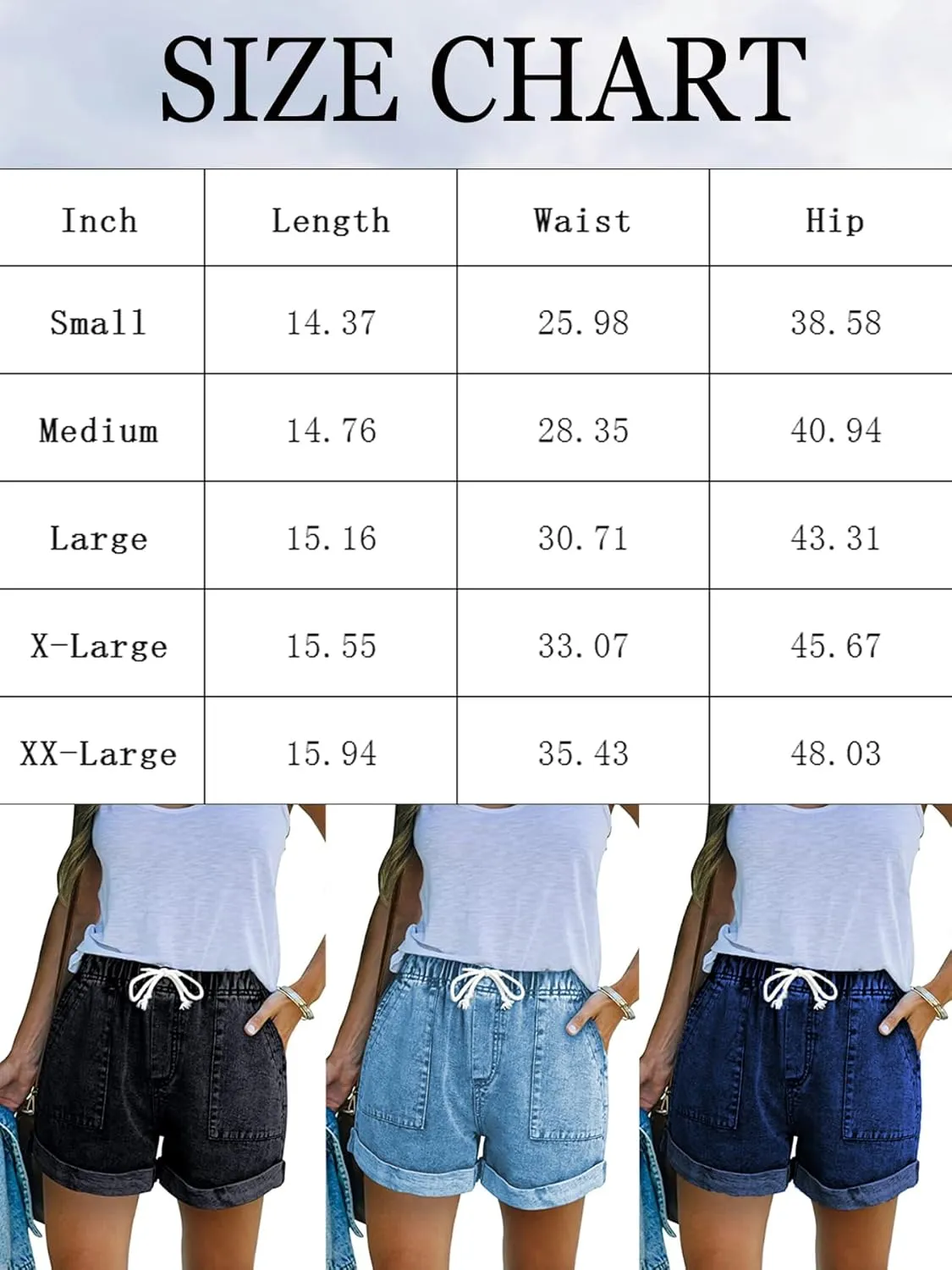 NEYOUQE Women's Casual Fashion Denim Shorts High Waisted Ripped Short Jeans Stretchy Drawstring Elastic Waist Jean 2025