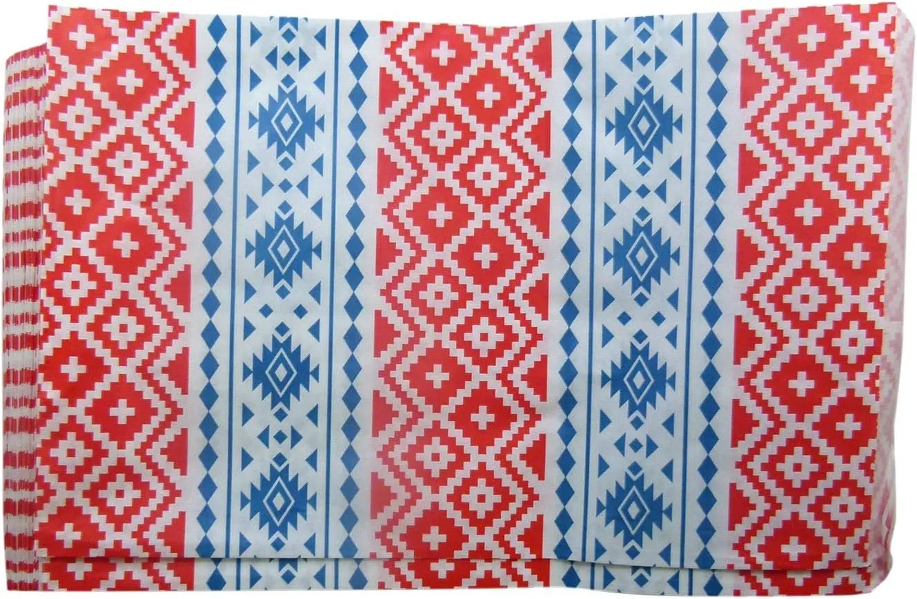 N'icePackaging 300 Qty 5" x 7" Decorative Flat Paper Gift Bags - Tribal Pattern on White Kraft Bags - For Sales/Treats/Parties Cookies/Gifts