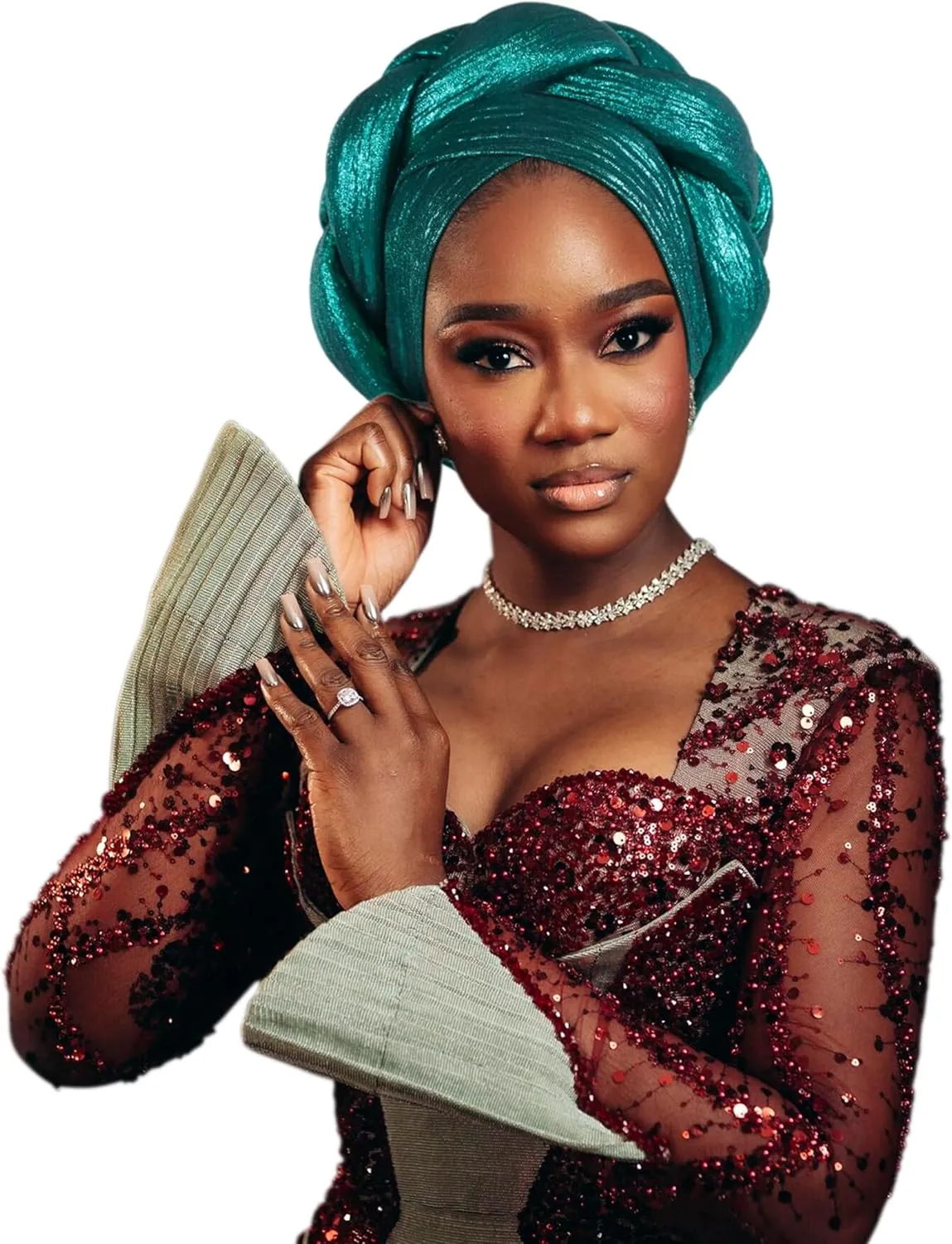 Nigerian Women's hat African Headscarf hat,Auto Gel Headwear,Suitable for Weddings,Parties,Special