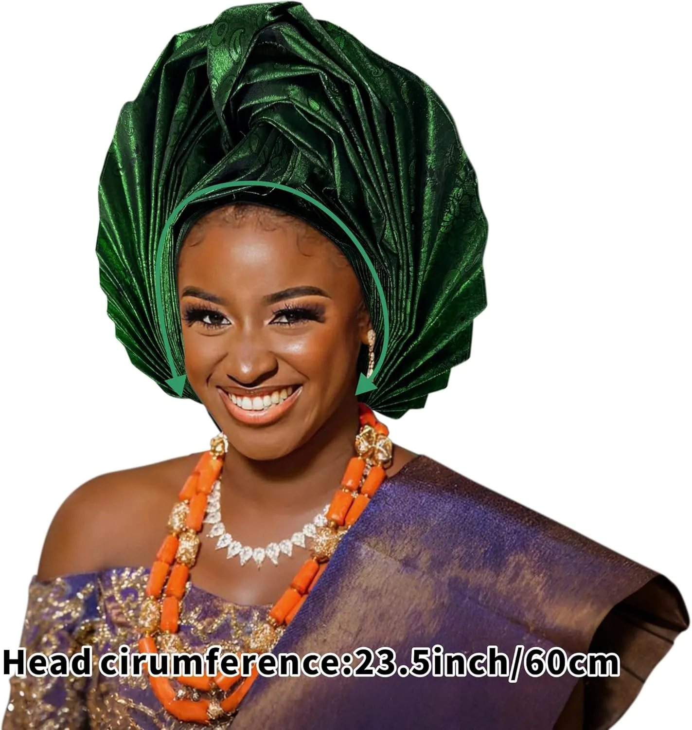 Nigerian Women's hat Folding Fan African Headscarf hat,Auto Gel Headwear,Suitable for Weddings,Parties,Special