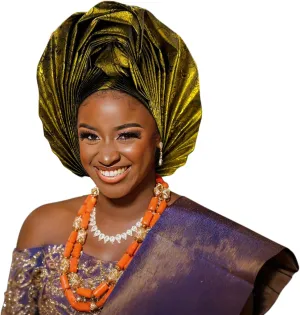 Nigerian Women's hat Folding Fan African Headscarf hat,Auto Gel Headwear,Suitable for Weddings,Parties,Special