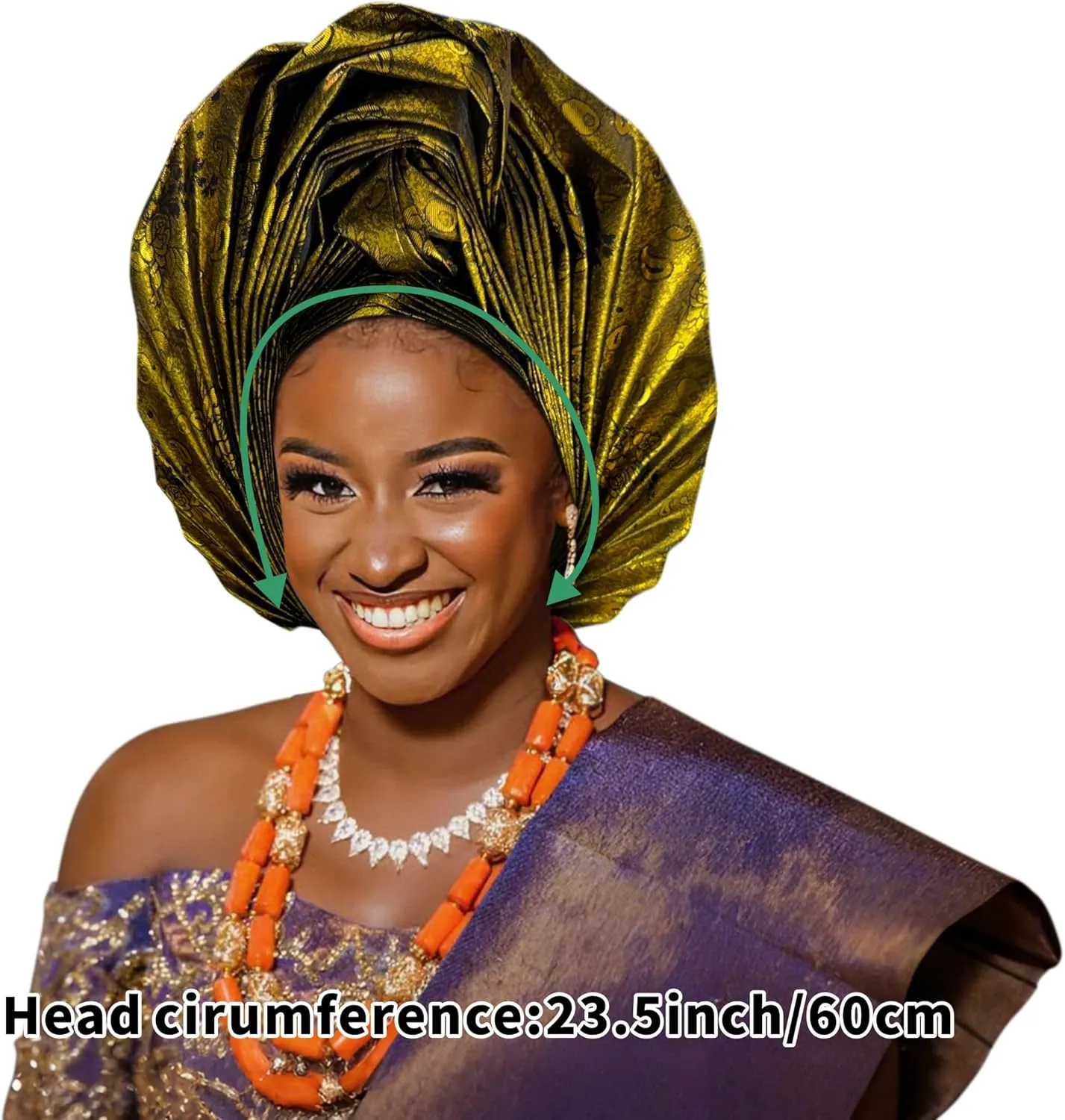 Nigerian Women's hat Folding Fan African Headscarf hat,Auto Gel Headwear,Suitable for Weddings,Parties,Special