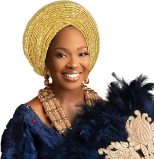 Nigerian Women's hat Folding Fan African Headscarf hat,Auto Gel Headwear,Suitable for Weddings,Parties,Special